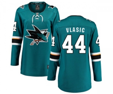 Women San Jose Sharks #44 Marc-Edouard Vlasic Fanatics Branded Teal Green Home Breakaway NHL Jersey