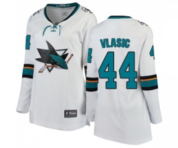 Women San Jose Sharks #44 Marc-Edouard Vlasic Fanatics Branded White Away Breakaway NHL Jersey