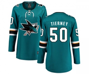 Women San Jose Sharks #50 Chris Tierney Fanatics Branded Teal Green Home Breakaway NHL Jersey