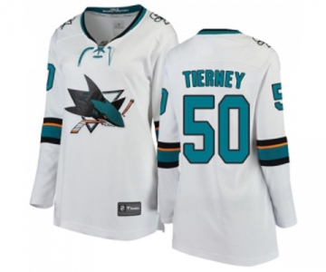 Women San Jose Sharks #50 Chris Tierney Fanatics Branded White Away Breakaway NHL Jersey