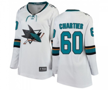 Women San Jose Sharks #60 Rourke Chartier Fanatics Branded White Away Breakaway NHL Jersey