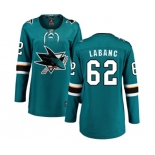 Women San Jose Sharks #62 Kevin Labanc Fanatics Branded Teal Green Home Breakaway NHL Jersey