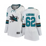 Women San Jose Sharks #62 Kevin Labanc Fanatics Branded White Away Breakaway NHL Jersey