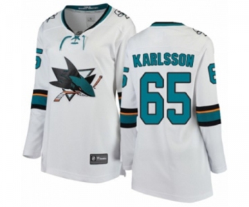 Women San Jose Sharks #65 Erik Karlsson Fanatics Branded White Away Breakaway NHL Jersey