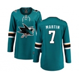 Women San Jose Sharks #7 Paul Martin Fanatics Branded Teal Green Home Breakaway NHL Jersey