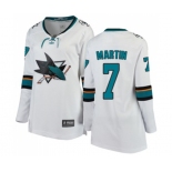 Women San Jose Sharks #7 Paul Martin Fanatics Branded White Away Breakaway NHL Jersey