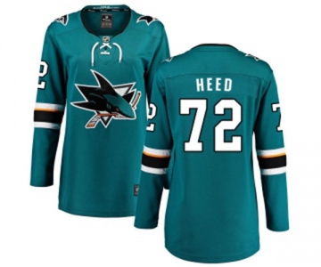 Women San Jose Sharks #72 Tim Heed Fanatics Branded Teal Green Home Breakaway NHL Jersey