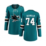 Women San Jose Sharks #74 Dylan DeMelo Fanatics Branded Teal Green Home Breakaway NHL Jersey