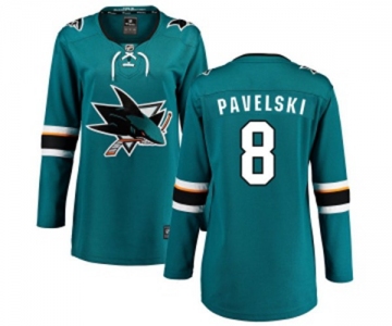 Women San Jose Sharks #8 Joe Pavelski Fanatics Branded Teal Green Home Breakaway NHL Jersey