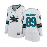 Women San Jose Sharks #89 Mikkel Boedker Fanatics Branded White Away Breakaway NHL Jersey