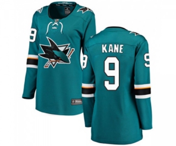 Women San Jose Sharks #9 Evander Kane Fanatics Branded Teal Green Home Breakaway NHL Jersey