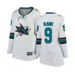 Women San Jose Sharks #9 Evander Kane Fanatics Branded White Away Breakaway NHL Jersey