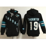 Women's San Jose Sharks #19 Joe Thornton Black Old Time Heidi Hoodie NHL Hoodie