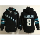 Women's San Jose Sharks #8 Joe Pavelski Black Old Time Heidi Hoodie NHL Hoodie