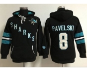 Women's San Jose Sharks #8 Joe Pavelski Black Old Time Heidi Hoodie NHL Hoodie