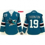 women nhl jerseys san jose sharks #19 thornton green[2014 new]