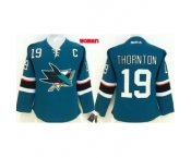 women nhl jerseys san jose sharks #19 thornton green[2014 new]