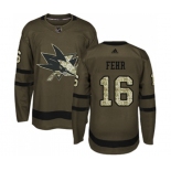 Youth Adidas San Jose Sharks #16 Eric Fehr Authentic Green Salute to Service NHL Jersey