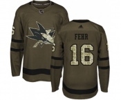 Youth Adidas San Jose Sharks #16 Eric Fehr Authentic Green Salute to Service NHL Jersey