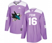 Youth Adidas San Jose Sharks #16 Eric Fehr Authentic Purple Fights Cancer Practice NHL Jersey