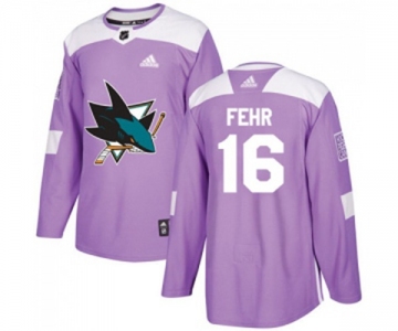 Youth Adidas San Jose Sharks #16 Eric Fehr Authentic Purple Fights Cancer Practice NHL Jersey