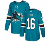 Youth Adidas San Jose Sharks #16 Eric Fehr Authentic Teal Green Home NHL Jersey