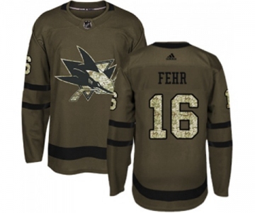 Youth Adidas San Jose Sharks #16 Eric Fehr Premier Green Salute to Service NHL Jersey