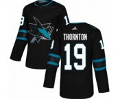 Youth Adidas San Jose Sharks #19 Joe Thornton Authentic Black Alternate NHL Jersey