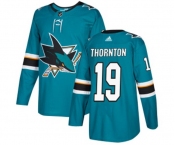 Youth Adidas San Jose Sharks #19 Joe Thornton Authentic Teal Green Home NHL Jersey