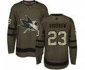 Youth Adidas San Jose Sharks #23 Barclay Goodrow Authentic Green Salute to Service NHL Jersey