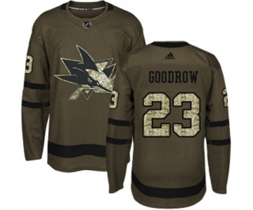 Youth Adidas San Jose Sharks #23 Barclay Goodrow Authentic Green Salute to Service NHL Jersey