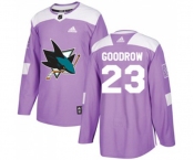 Youth Adidas San Jose Sharks #23 Barclay Goodrow Authentic Purple Fights Cancer Practice NHL Jersey