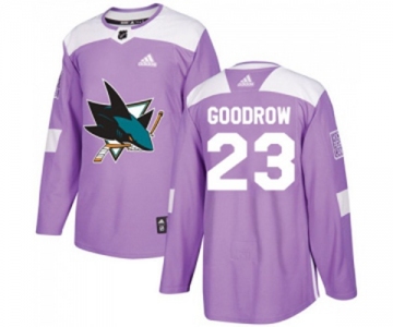 Youth Adidas San Jose Sharks #23 Barclay Goodrow Authentic Purple Fights Cancer Practice NHL Jersey