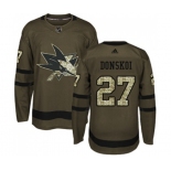 Youth Adidas San Jose Sharks #27 Joonas Donskoi Authentic Green Salute to Service NHL Jersey