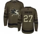 Youth Adidas San Jose Sharks #27 Joonas Donskoi Authentic Green Salute to Service NHL Jersey