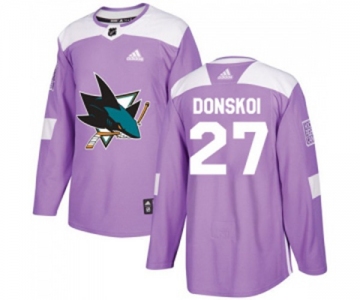 Youth Adidas San Jose Sharks #27 Joonas Donskoi Authentic Purple Fights Cancer Practice NHL Jersey