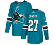 Youth Adidas San Jose Sharks #27 Joonas Donskoi Authentic Teal Green Home NHL Jersey