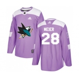 Youth Adidas San Jose Sharks #28 Timo Meier Authentic Purple Fights Cancer Practice NHL Jersey