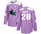 Youth Adidas San Jose Sharks #28 Timo Meier Authentic Purple Fights Cancer Practice NHL Jersey