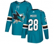 Youth Adidas San Jose Sharks #28 Timo Meier Authentic Teal Green Home NHL Jersey