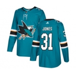 Youth Adidas San Jose Sharks #31 Martin Jones Authentic Teal Green Home NHL Jersey