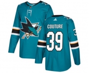 Youth Adidas San Jose Sharks #39 Logan Couture Authentic Teal Green Home NHL Jersey