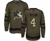 Youth Adidas San Jose Sharks #4 Brenden Dillon Authentic Green Salute to Service NHL Jersey