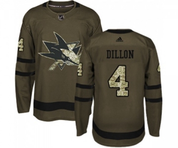 Youth Adidas San Jose Sharks #4 Brenden Dillon Authentic Green Salute to Service NHL Jersey