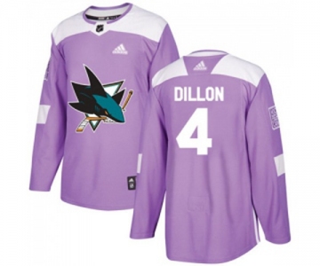 Youth Adidas San Jose Sharks #4 Brenden Dillon Authentic Purple Fights Cancer Practice NHL Jersey