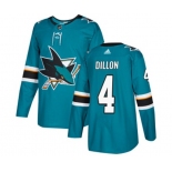 Youth Adidas San Jose Sharks #4 Brenden Dillon Authentic Teal Green Home NHL Jersey