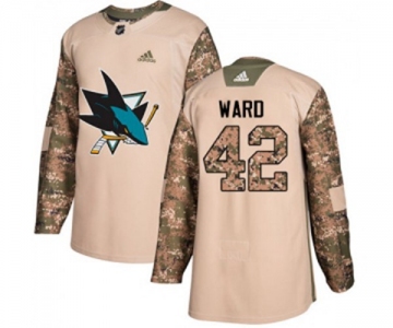 Youth Adidas San Jose Sharks #42 Joel Ward Authentic Camo Veterans Day Practice NHL Jersey