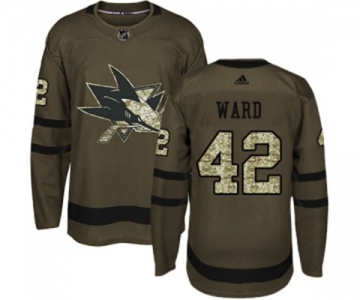 Youth Adidas San Jose Sharks #42 Joel Ward Authentic Green Salute to Service NHL Jersey