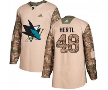 Youth Adidas San Jose Sharks #48 Tomas Hertl Authentic Camo Veterans Day Practice NHL Jersey