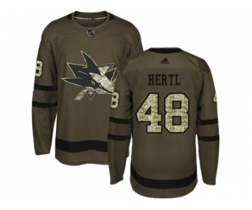 Youth Adidas San Jose Sharks #48 Tomas Hertl Green Salute to Service Stitched NHL Jersey